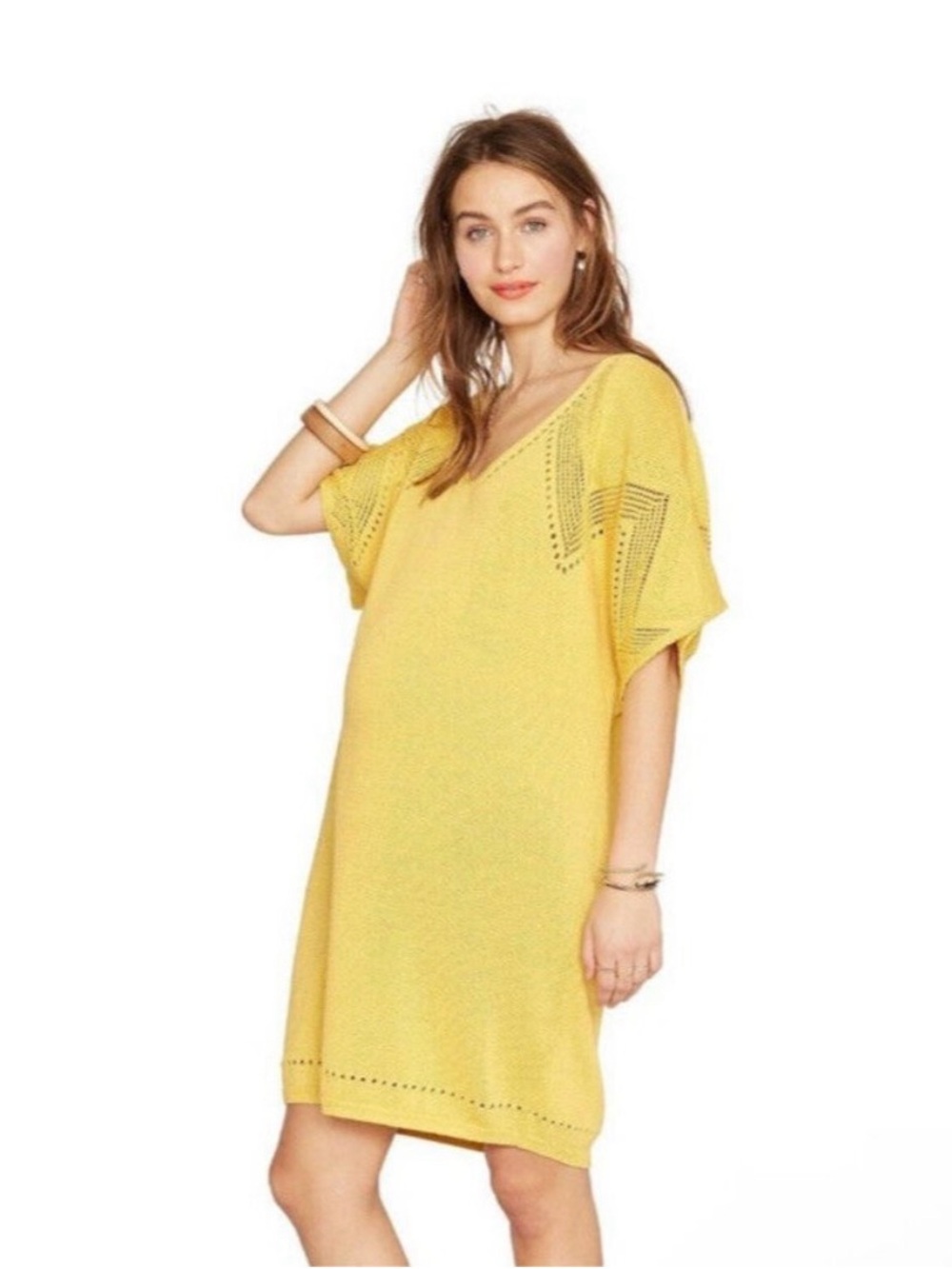 Hatch Maternity Women’s Yellow Knit Dress